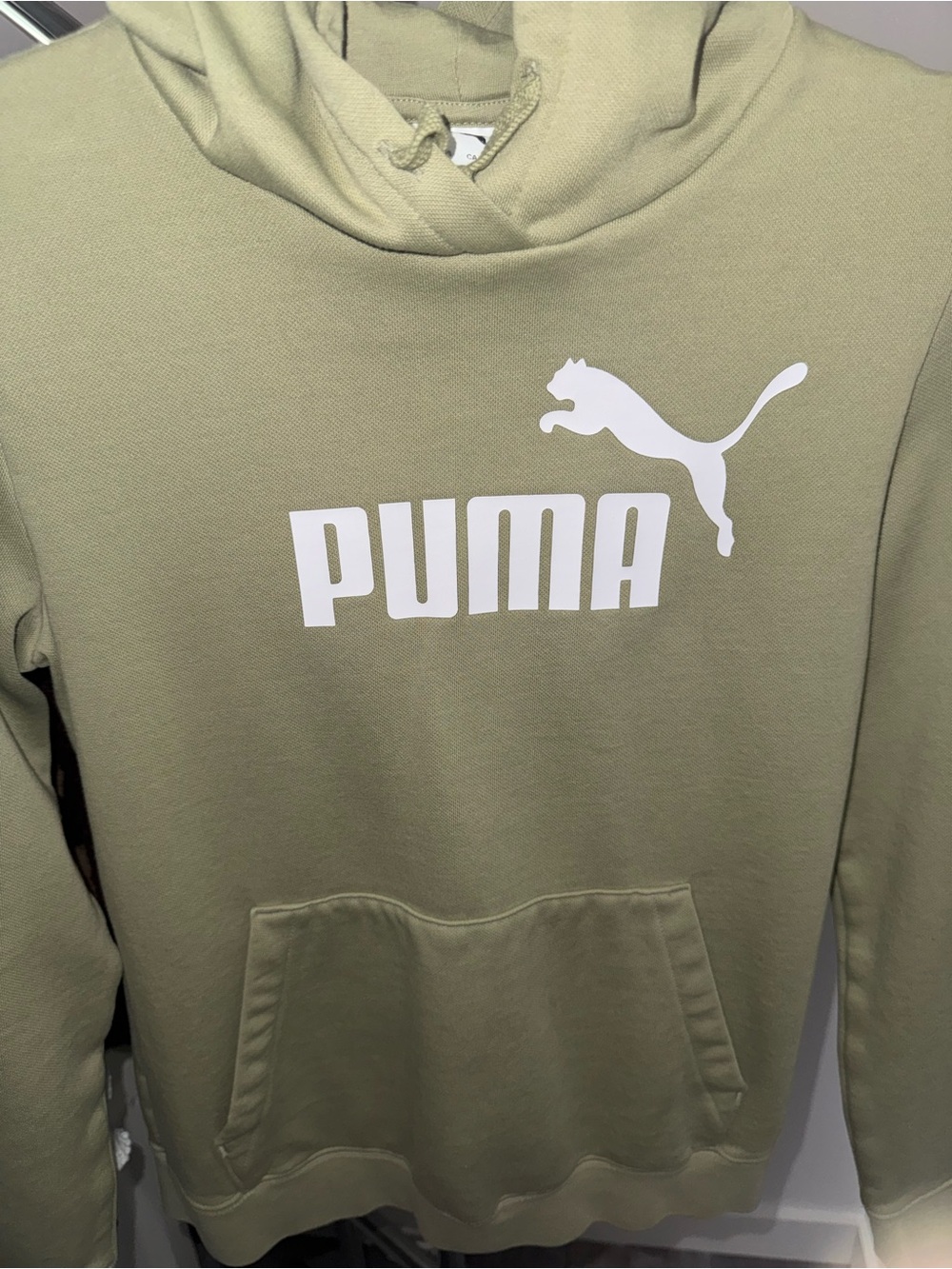 Puma Olive Pullover Hoodie with White Logo